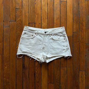 All Saints Women's White Cut Off Denim‎ Jean Shorts.
